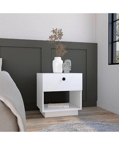 Flynama Single Drawer Nightstand with Large Open Shelf