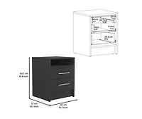 Flynama Nightstand with 2 Drawers and Open Shelf