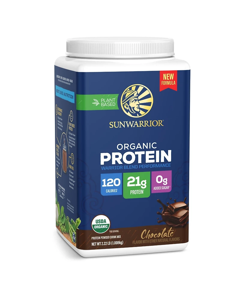 Sunwarrior Warrior Blend Protein Powder, Chocolate, 21 Gram Protein, 28 Servings