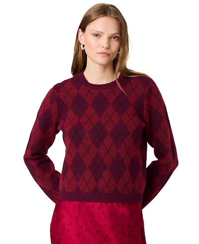 French Connection Women's Koda Argyle Crewneck Long-Sleeve Sweater