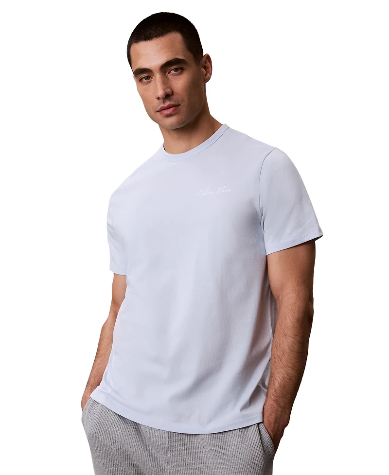 Calvin Klein Men's Poplin Script Crewneck Pajama T-Shirt