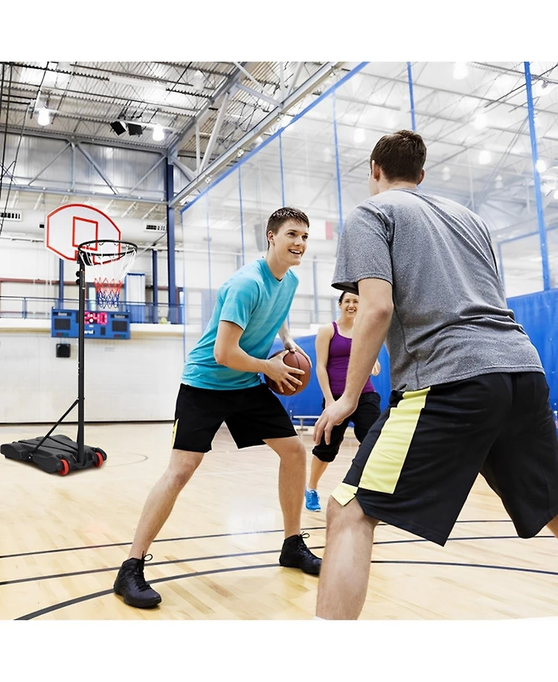 Sugift Adjustable Basketball Hoop Stand with Wheels 5.8 to 6.8 Feet