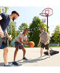 Sugift Adjustable Basketball Hoop Stand with Wheels 5.8 to 6.8 Feet