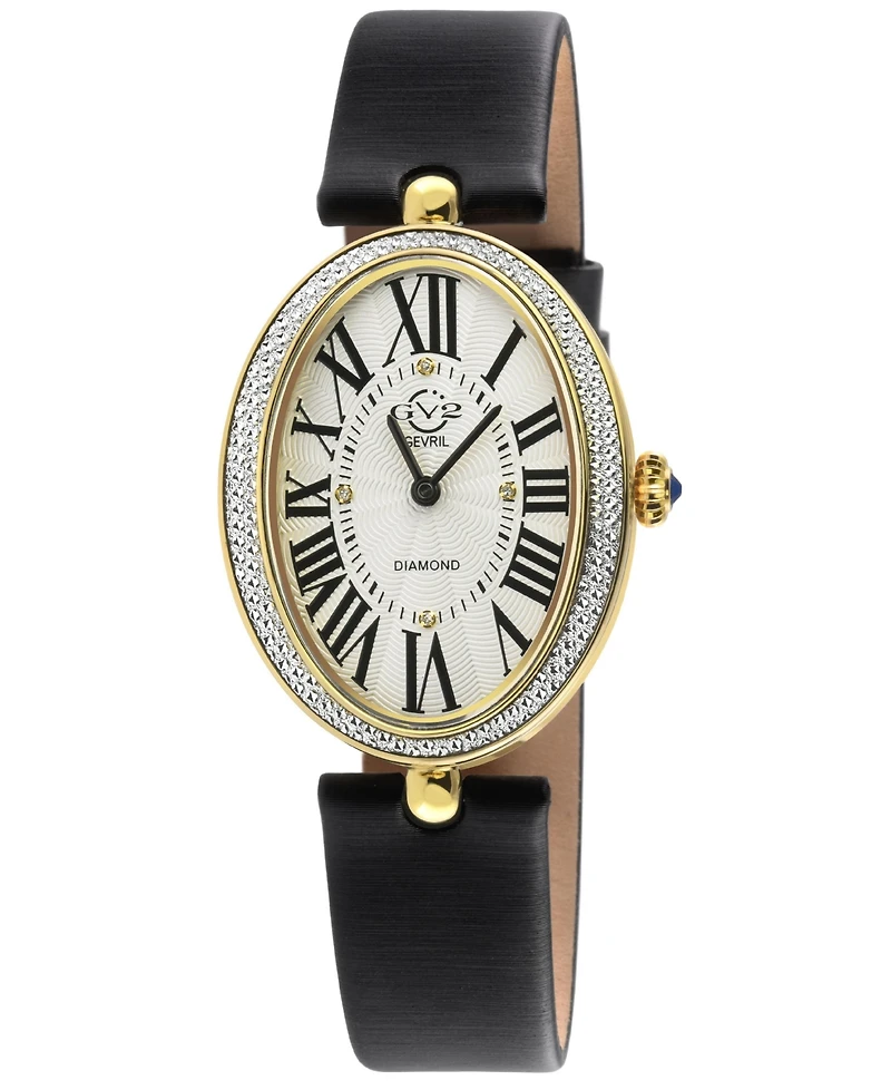 GV2 Women's Piazza Navona Swiss Quartz Italian Leather Strap Diamond Watch