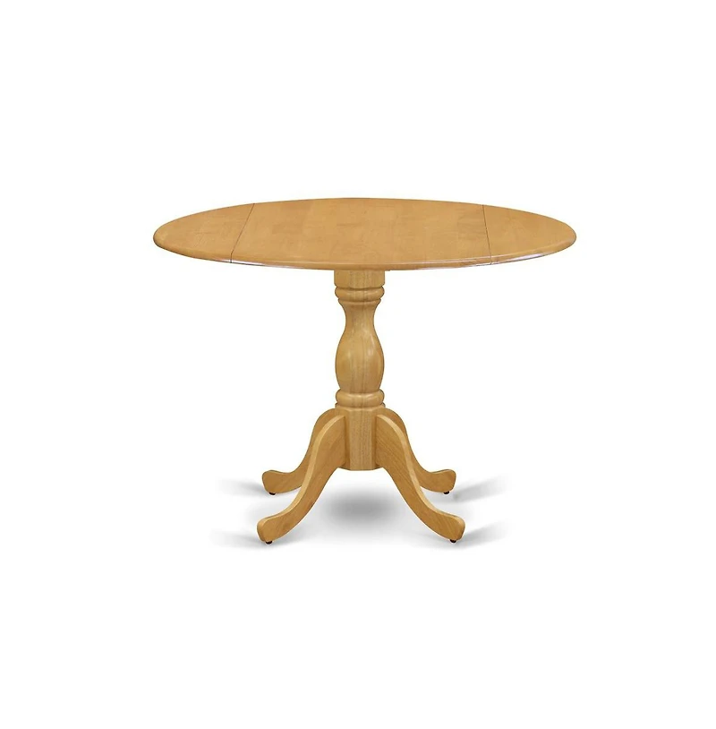 East West Furniture DMPO5-oak-w 5 Piece Wooden Dining Table Set - Oak Modern Dining Table and 4 Oak Wood Dining Chairs with Slatted Back