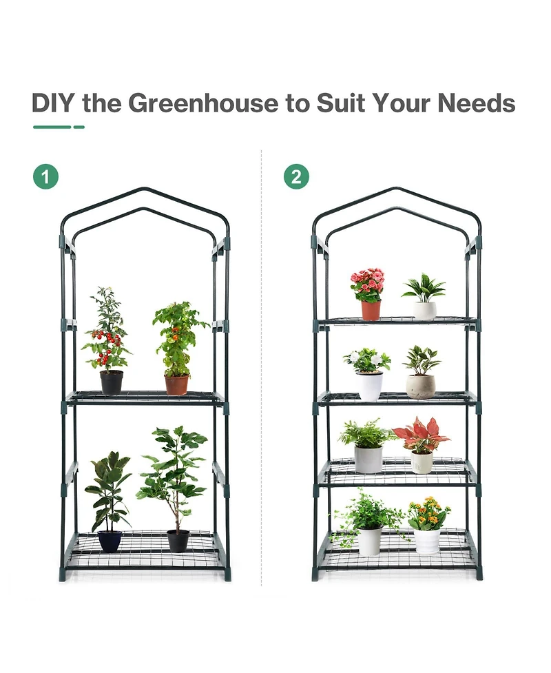 Aoodor 4-Tier Greenhouse with Pe/Pvc Base for Indoor and Outdoor Gardening.