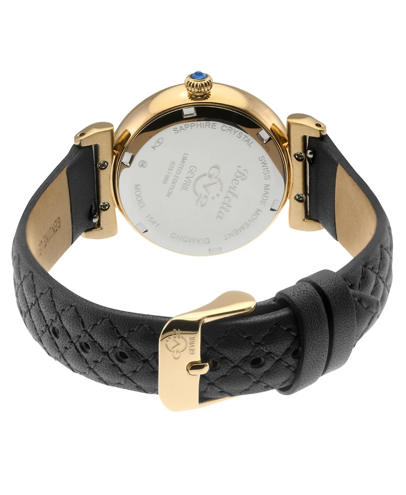 GV2 Women's Berletta Swiss Quartz Leather Strap Diamond Watch