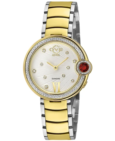 GV2 Women's Perugia Swiss Quartz Two-Tone Ss/Ipyg Stainless Steel Bracelet Diamond Watch