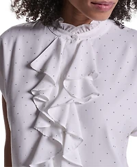 Karl Lagerfeld Paris Women's Studded Ruffled Button-Front Shirt