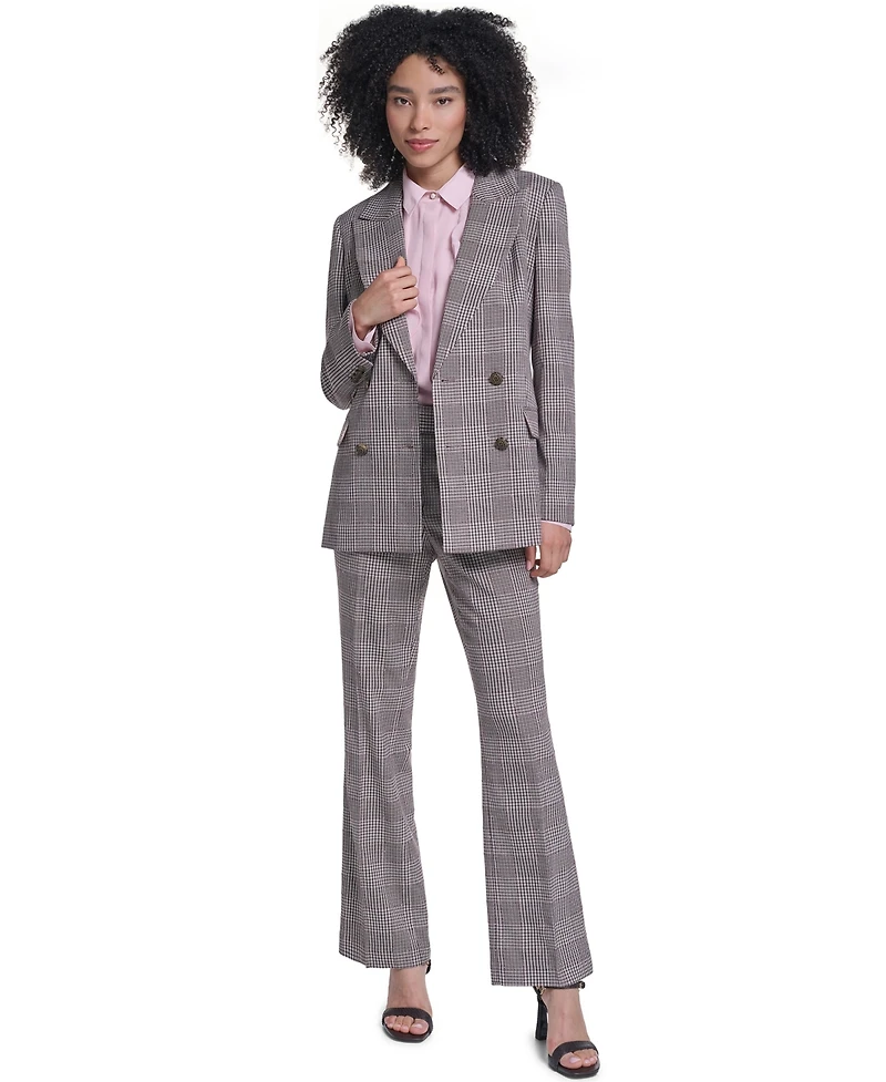 Karl Lagerfeld Paris Women's Woven Plaid Double-Breasted Jacket