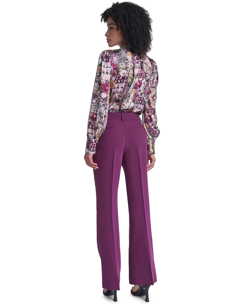 Karl Lagerfeld Paris Women's Wide-Leg Mid-Rise Pants