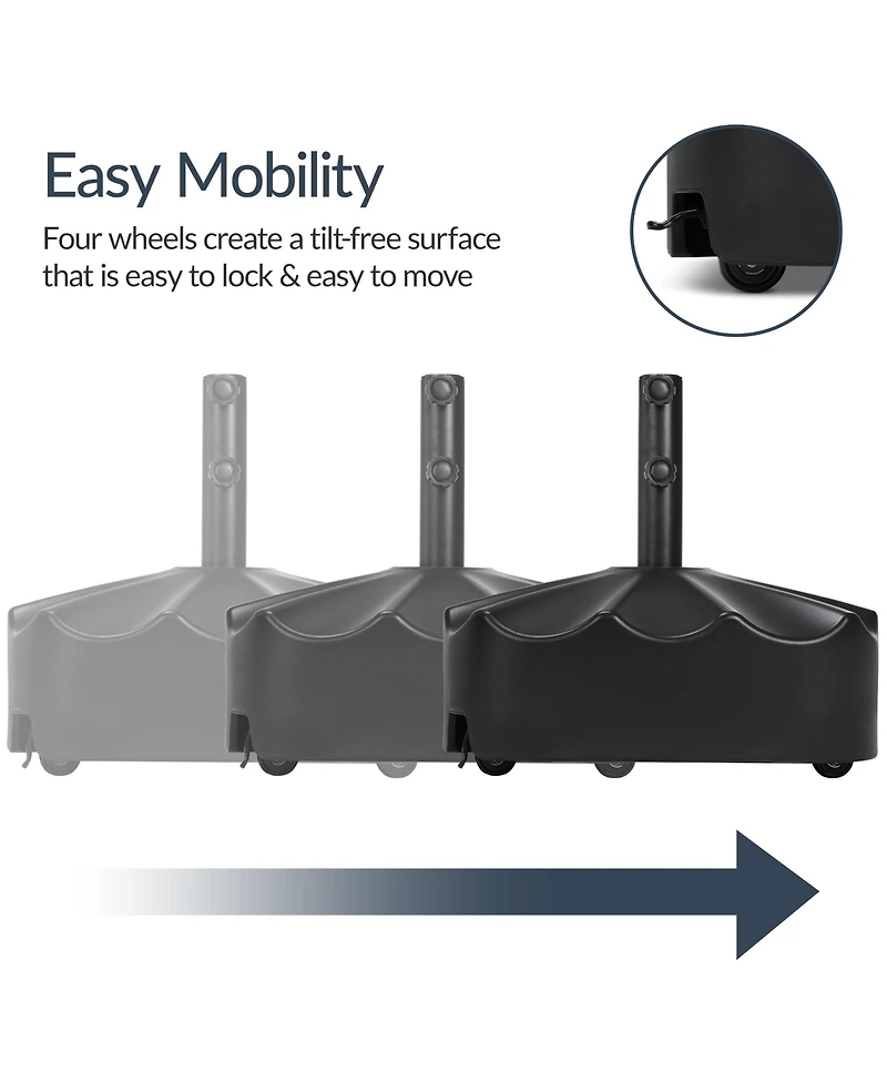 Best Choice Products 123lb Capacity Fillable Mobile Umbrella Base for Patio, Deck, 4 Wheels - Wavy Design