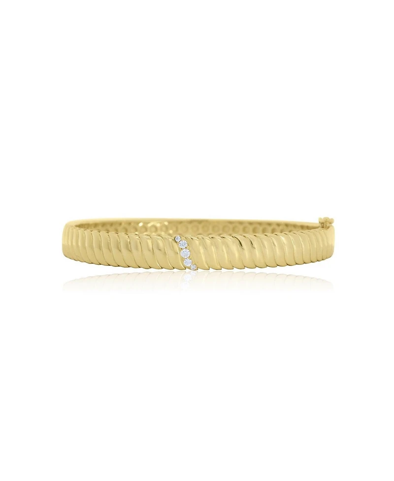 The Lovery Cz Accent Wave Bangle 14K Gold-Plated Sterling Silver