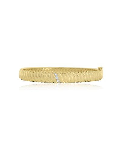 The Lovery Cz Accent Wave Bangle 14K Gold-Plated Sterling Silver