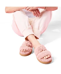 Minnetonka Women's Teddy Two Band Faux Fur Slippers
