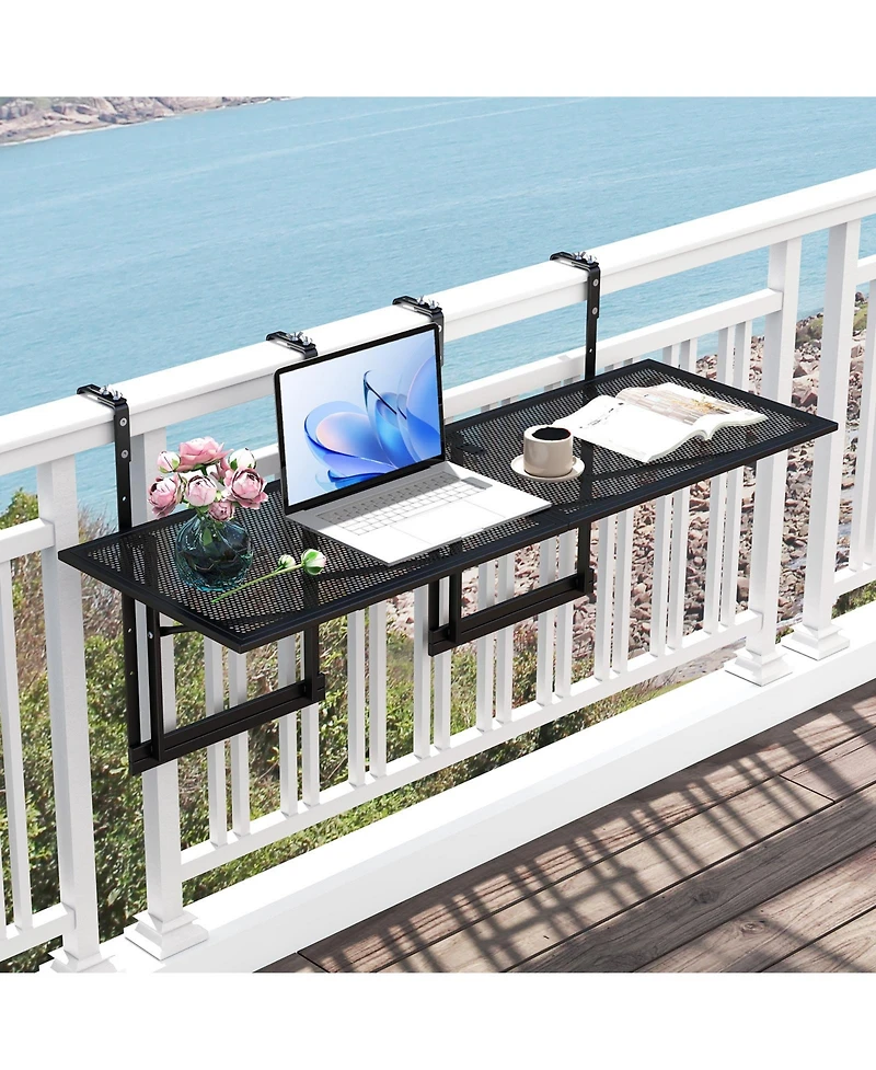 Gymax 2Piece 48'' Connectable Metal Folding Hanging Bar Table w/5-Level Adjustable Height