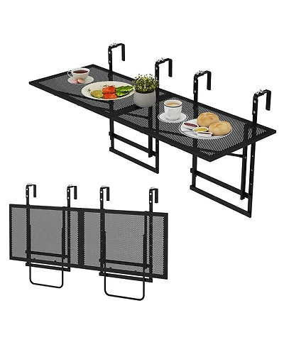 Gymax 2Piece 48'' Connectable Metal Folding Hanging Bar Table w/5-Level Adjustable Height