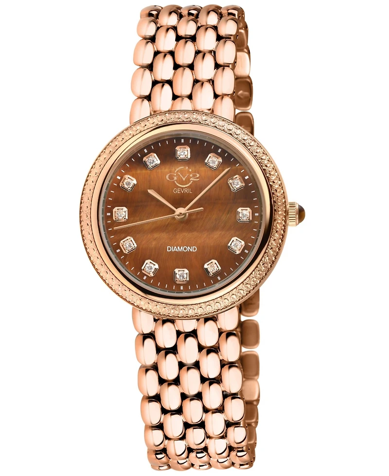GV2 by Gevril Women's Arezzo Swiss Quartz Ip Stainless Steel Bracelet Diamond Watch