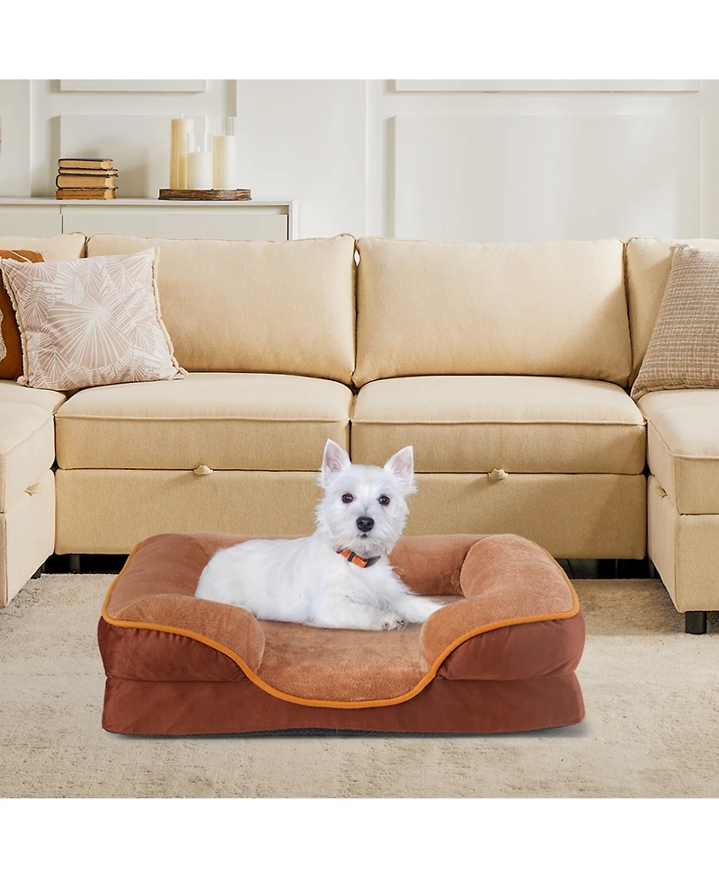 Zeny Memory Foam Pet Bed for Small Dogs and Cats with Washable Removable Cover Non-Slip Base Waterproof Liner