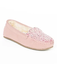 Minnetonka Women's Cosi Venetian Suede Sparkle Knit Slippers