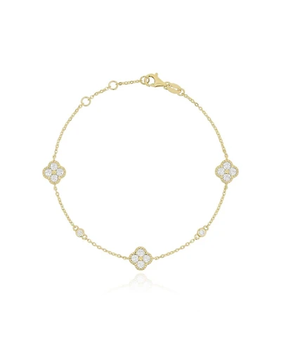 The Lovery Cz Clover Trio Bracelet 14K Gold Plated Sterling Silver