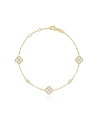 The Lovery Cz Clover Trio Bracelet 14K Gold Plated Sterling Silver