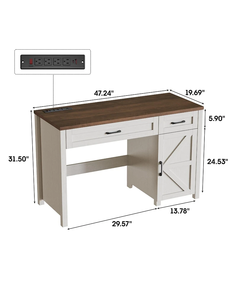 Vabches Workstation Computer Desk for Study and Home Office, 47" Executive Desk
