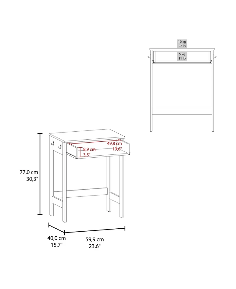 Fm Furniture Eagar Space-Saving Desk,sleek minimalist design with sturdy frame, practical work surface for home or office