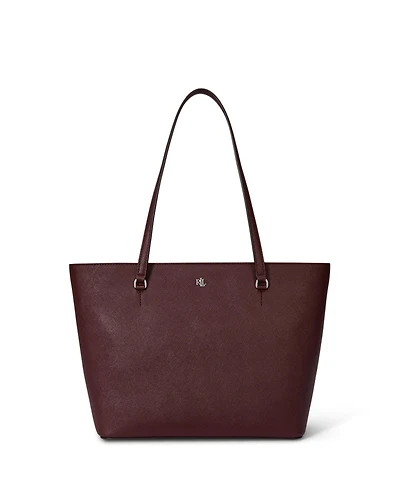 Lauren Ralph Crosshatch Leather Medium Karly Shopper Tote
