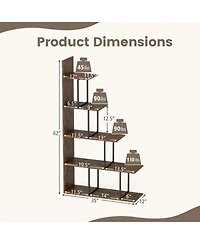 Sugift 5-Tier 62 in Tall Stepped Corner Bookshelf with Metal Frame