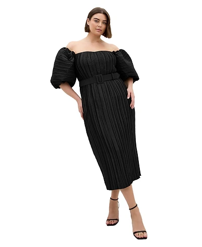City Chic Plus Krista Pleat Dress
