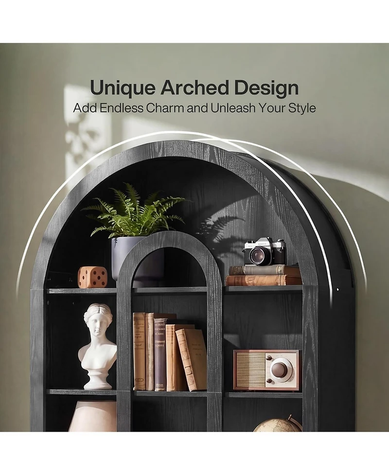 Tribesigns 71" Tall Bookshelf,5-Tier Arched Bookcase with Open Shelves