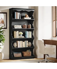 Tribesigns 70" Tall Bookcase: 5-tier open bookshelf with curved-edge design. Wooden display shelves for living room, home office, bedroom