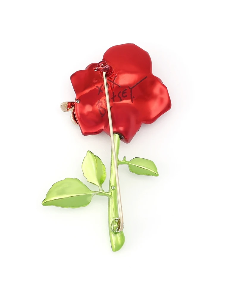 Betsey Johnson Faux-Stone Pave Rose Brooch
