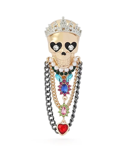 Betsey Johnson Faux-Stone Queen Skull Brooch