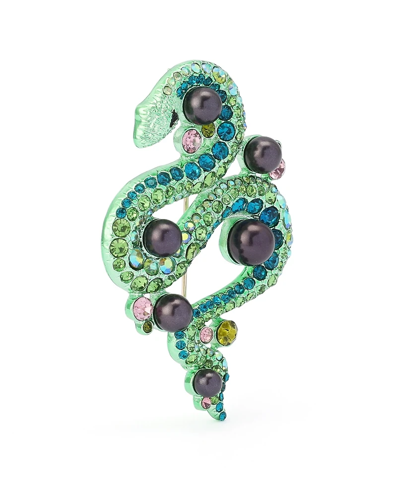Betsey Johnson Faux-Stone Pave Snake Brooch