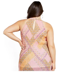 City Chic Plus Size Halter Pleated Hi-Lo Sleeveless Top