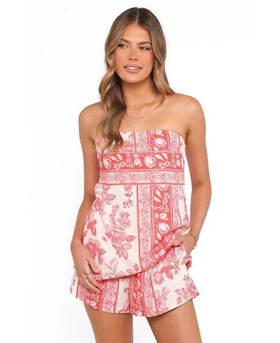 Petal and Pup Women's Rosemarie Strapless Floral Linen-Blend Tube Top