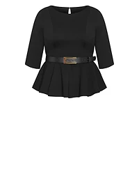 City Chic Women's Paige Belted Peplum Top