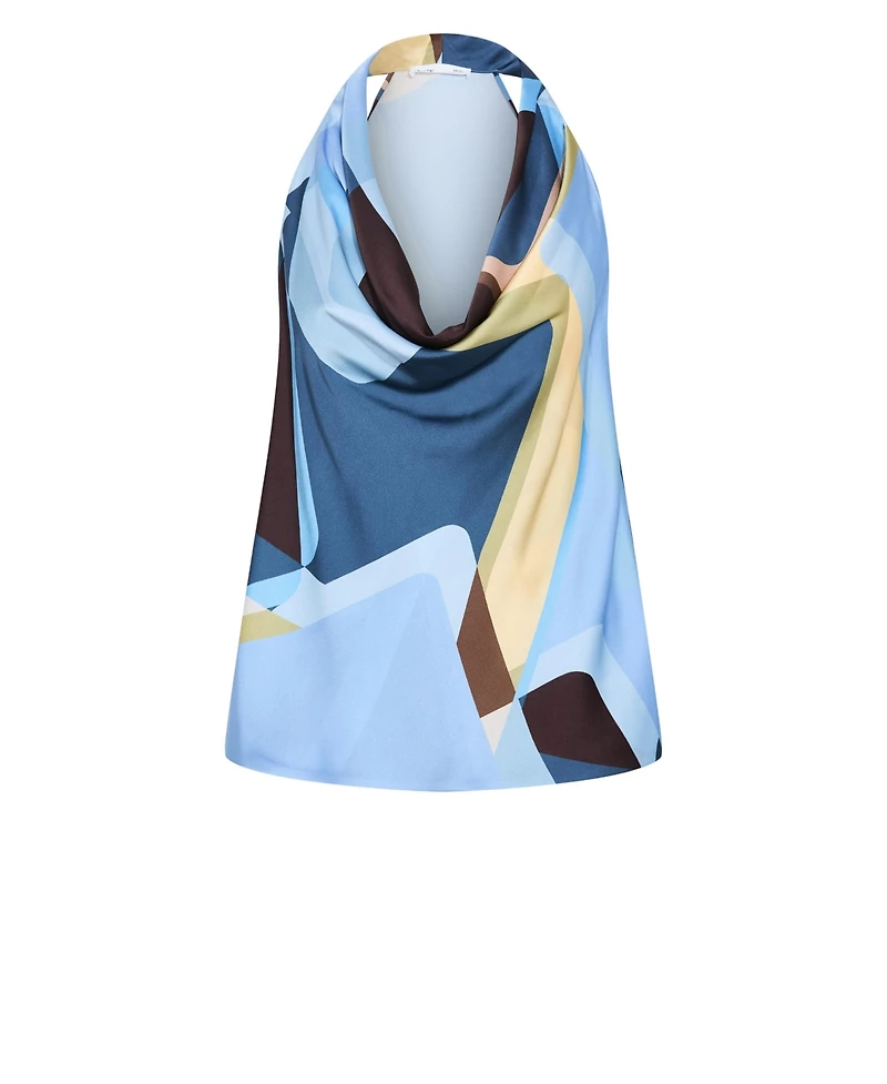 City Chic Plus Chloe Abstract Print Cowl Neck Top