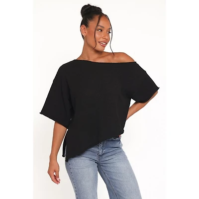 Petal and Pup Women's Ardena Boucle-Knit Short-Sleeve Asymmetrical Top