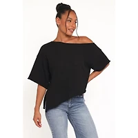 Petal and Pup Women's Ardena Boucle-Knit Short-Sleeve Asymmetrical Top