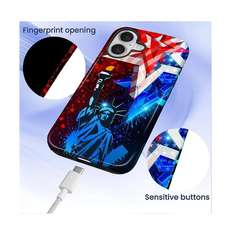 Lisen 2-Layer Durable Phone Case Compatible with Apple iPhone 17, Liberty After Dark