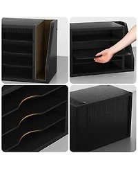 Danrong Wooden Mail Organizer Desk Adjustable Shelves Sorter File Desktop Holder For Home Office
