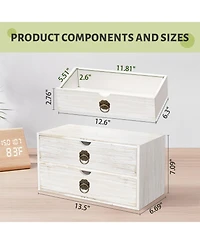 Danrong Wood Drawer Desk Organizer Rustic Desktop Storage For Home Office