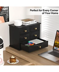 Danrong Solid Wood Desktop Organizer With Metal Handles Non Slip Pads Multi Purpose Storage For Home Office