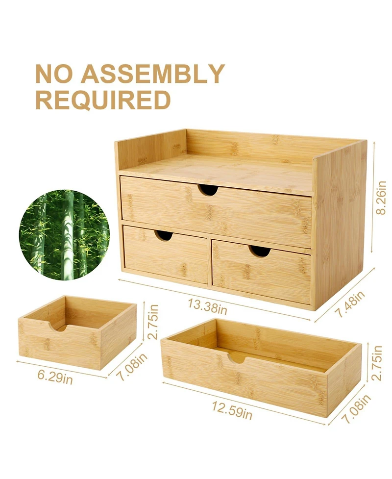 Danrong Countertop Desk Organizer With Drawers Sturdy Storage For Home Office