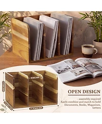Danrong Wooden 3 Compartment Desk Organizer Vertical File Magazine Holder