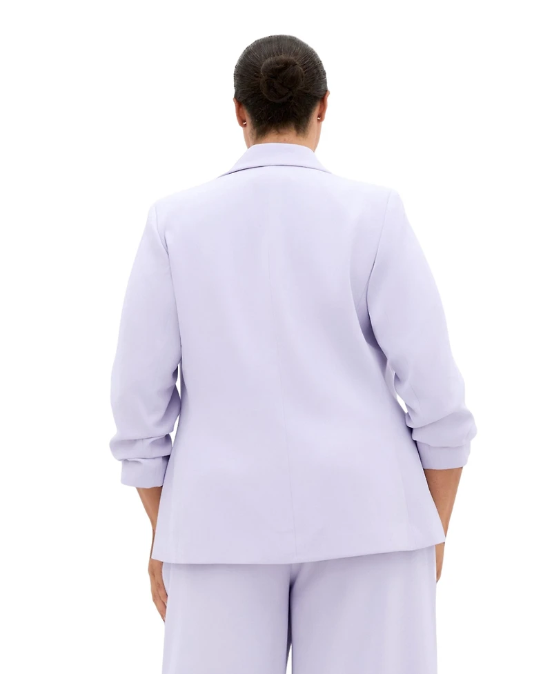 City Chic Plus Abbie Gathered Elbow Sleeves Blazer