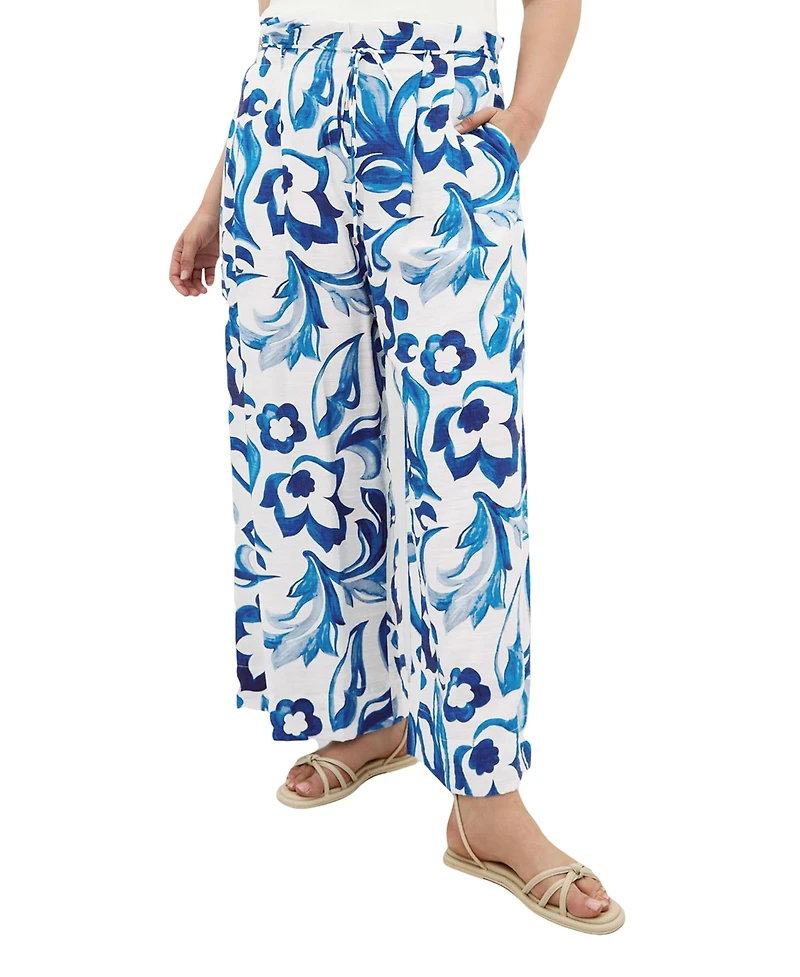 City Chic Plus Resort Print High-Rise Wide-Leg Pants